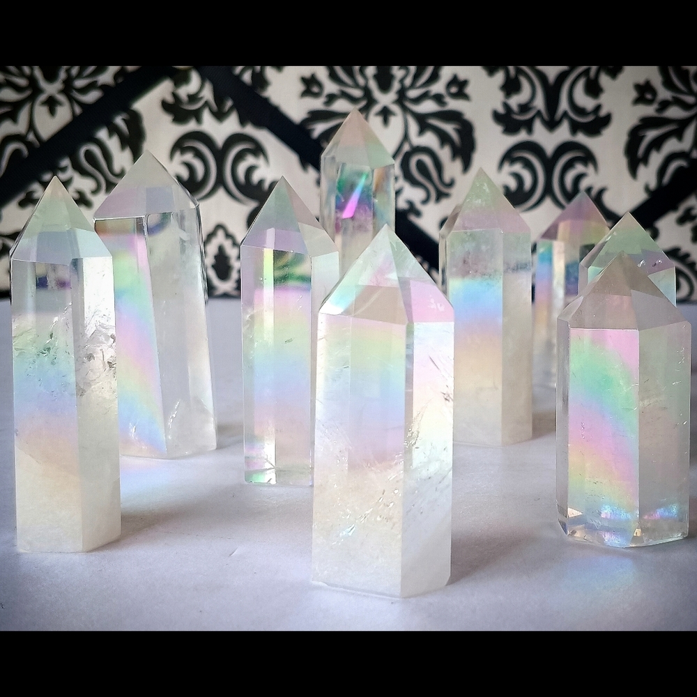 🤍 Aura Quartz Crystal Towers Rainbow Angel Iridescent Healing